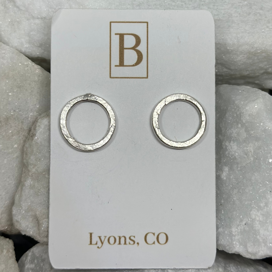 Hammered Circle Studs-Sterling Silver - Artisan Made