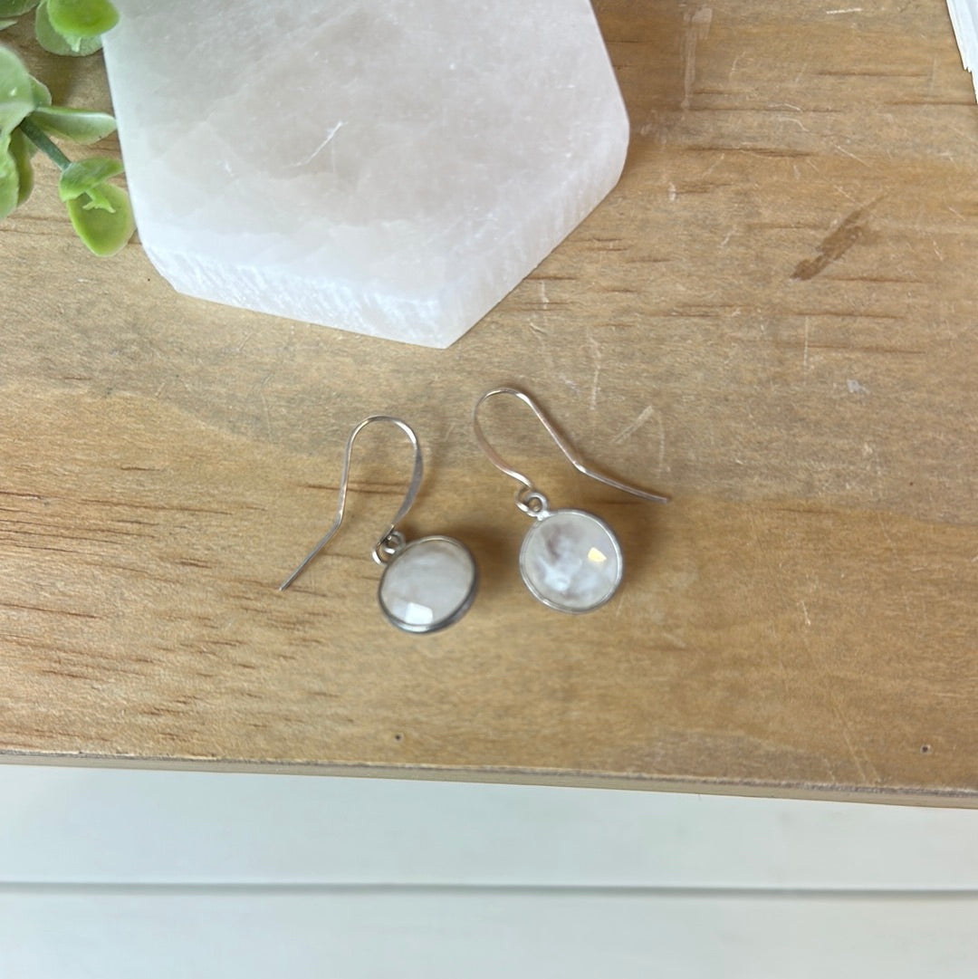 Handmade Gemstone Faceted Bezel Set Earrings in Sterling Silver-Assorted