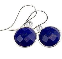 Handmade Gemstone Faceted Bezel Set Earrings in Sterling Silver-Assorted