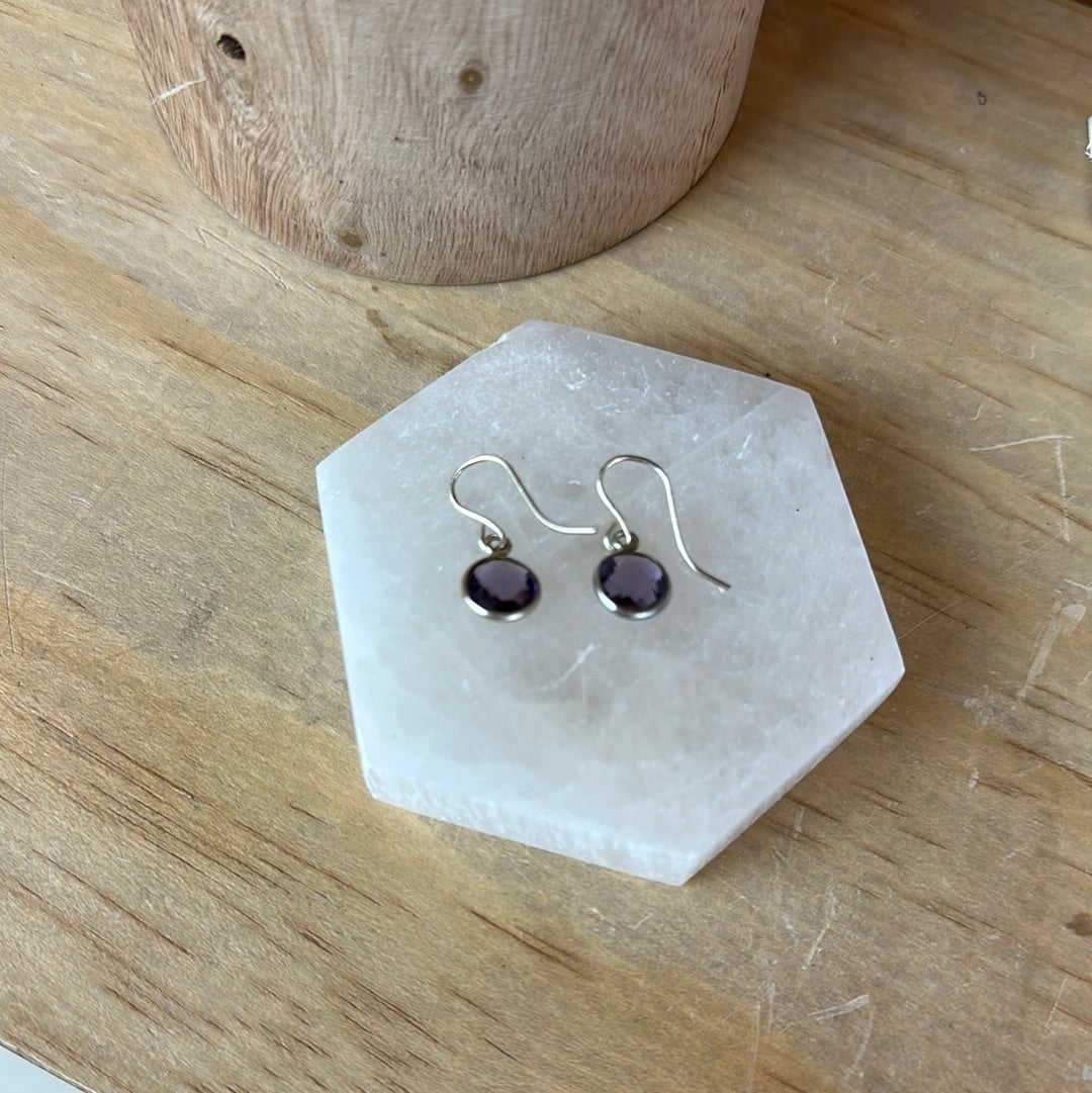 Handmade Gemstone Faceted Bezel Set Earrings in Sterling Silver-Assorted