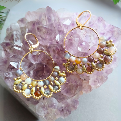 "Harmony and Balance" Botswana Agate Hoop Earrings - Artisan Made