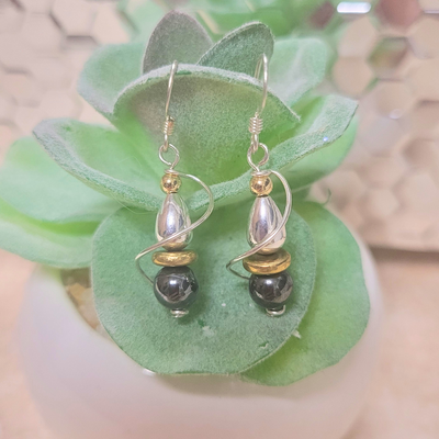 Hematite Twist Earrings - Artisan Made