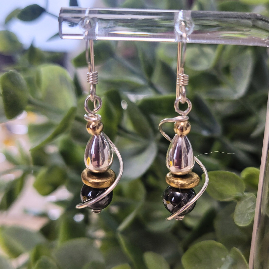 Hematite Twist Earrings - Artisan Made