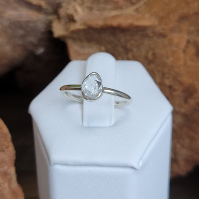 Herkimer Diamond Freeform sterling silver Bezel Ring Natural Cut Gemstone