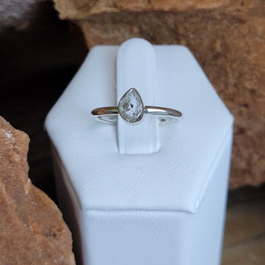 Herkimer Diamond Freeform Sterling Silver Bezel Ring Natural Cut Gemstone