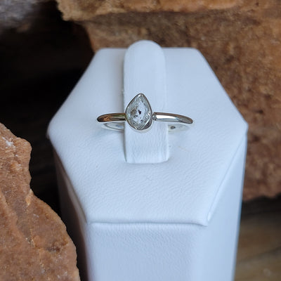 Herkimer Diamond Freeform Sterling Silver Bezel Ring Natural Cut Gemstone