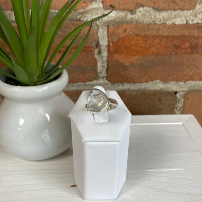 Herkimer Diamond Ring Natural .5" with sterling silver Sized Band
