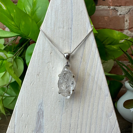 Starborn Creations Sterling Silver Herkimer Diamond Pendant - 2.2 Cts, Spiral Cage Setting