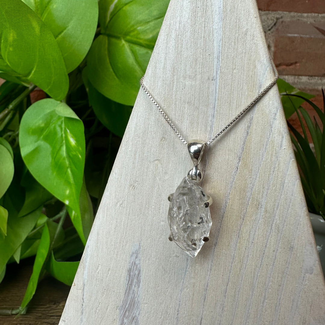 Herkimer Diamond Rough sterling silver Prong Pendant