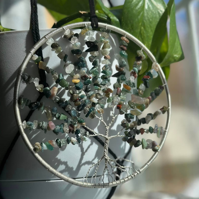 Indian Agate 6" Tree of Life Sun Catcher - Artisan Made