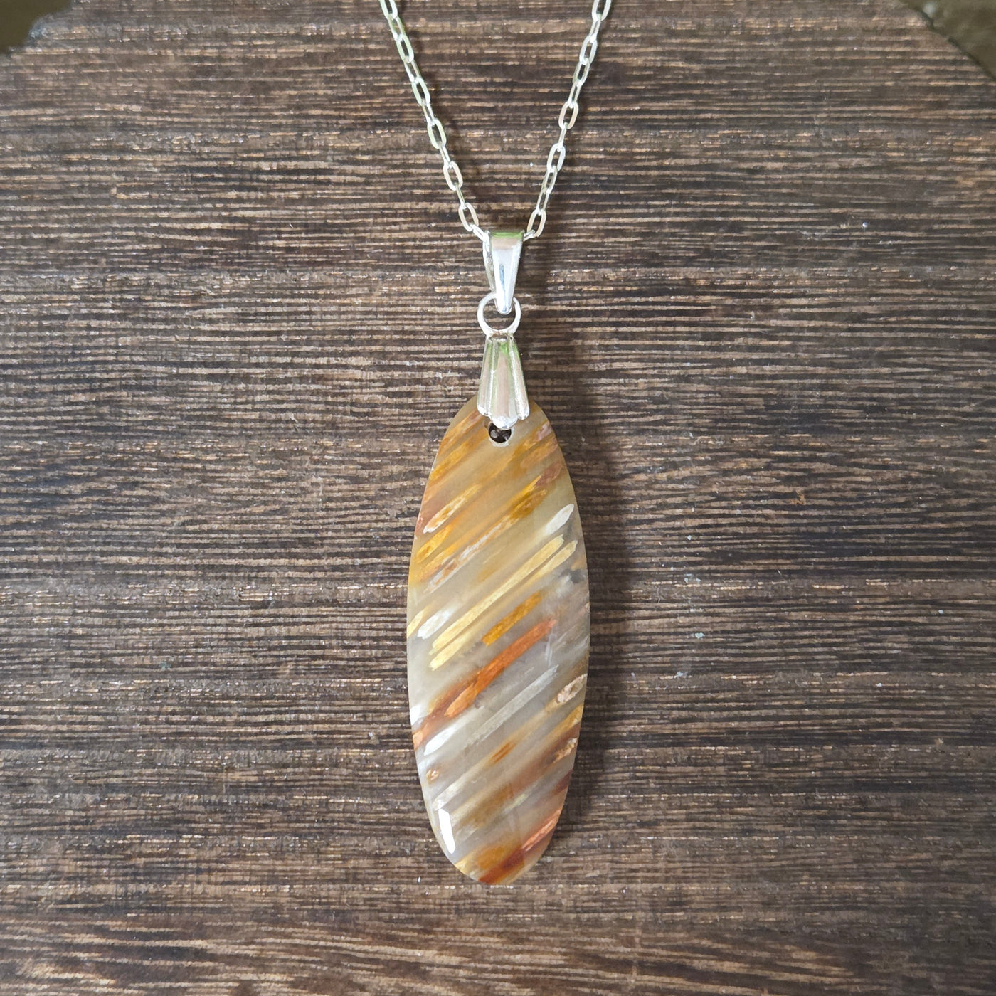 Indonesian Agatized Palmwood Pendant - Artisan Made