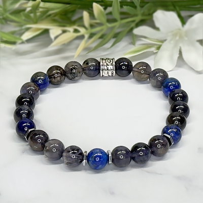 Iolite and Lapis Stretch Bracelet - Artisan Made