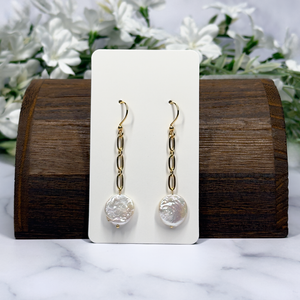 Iridescent Coin Pearl Earrings - Artisan Made