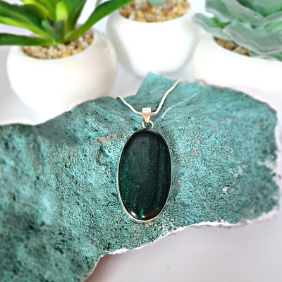 Jade sterling silver Pendant 2 x 1"