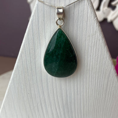 Jade sterling silver Pendant 2 x 1"