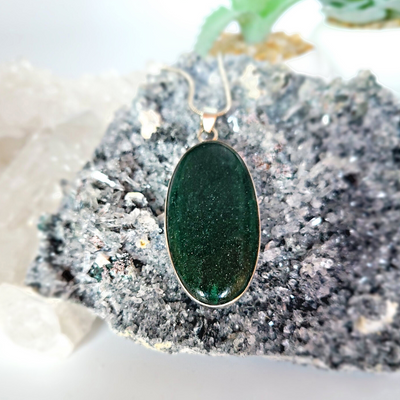 Jade sterling silver Pendant 2 x 1"