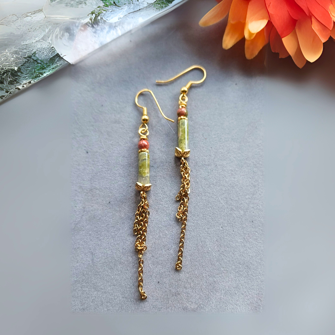 "Jade-Stone of Wisdom & Harmony" Earrings - Artisan Made