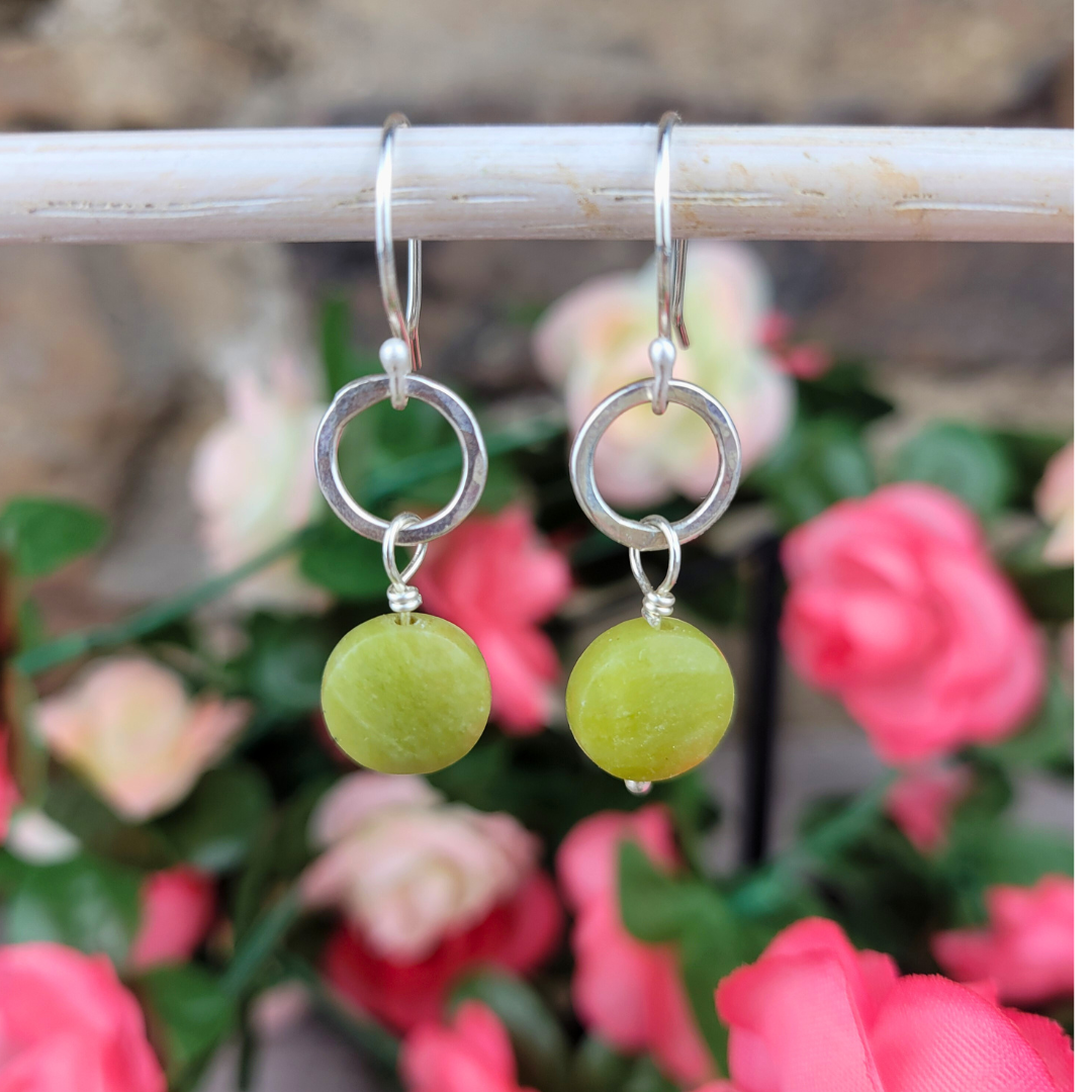 Jade and Silver Earrings - Artisan Made