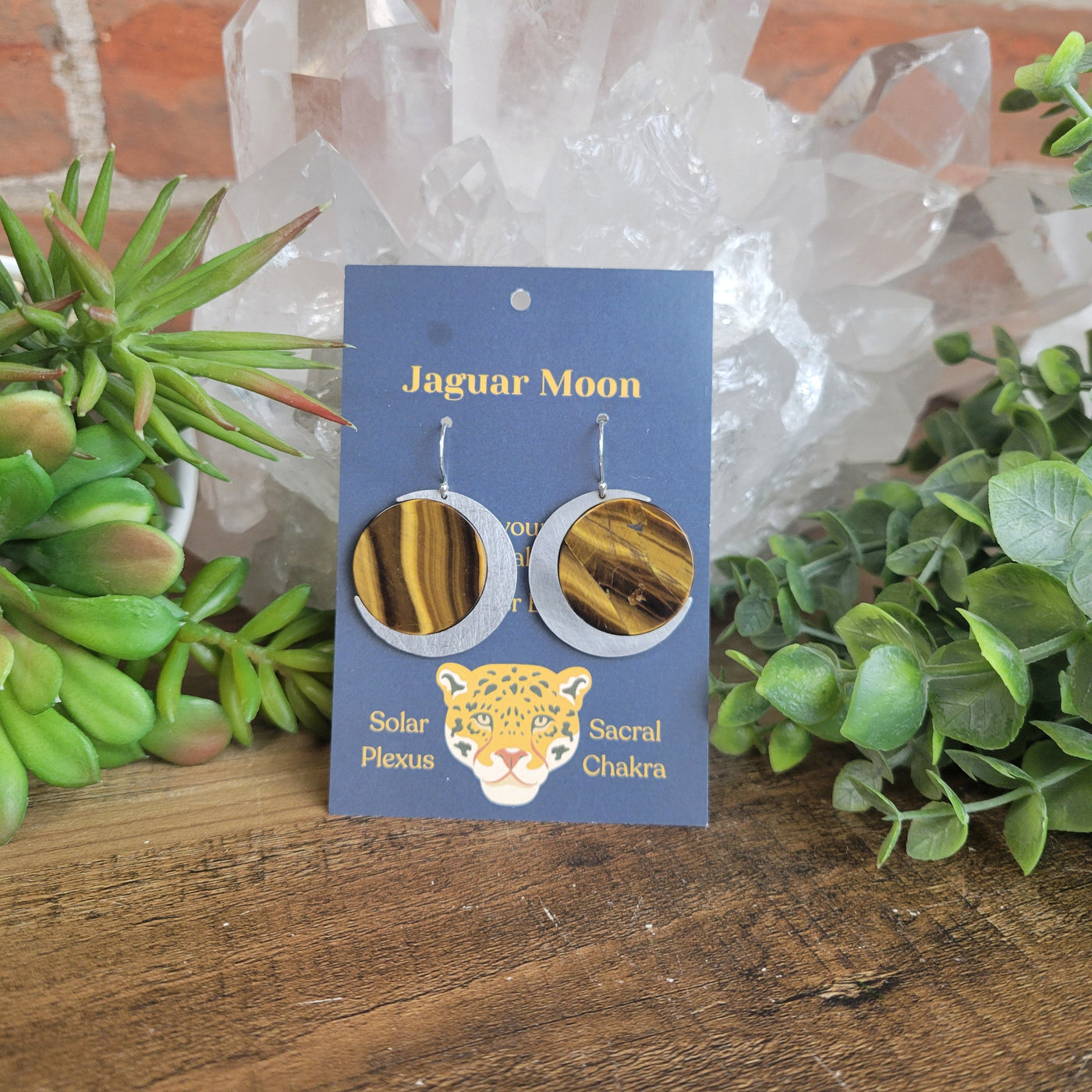 Jaguar Moon Gemstone Earrings Variants- Artisan Made