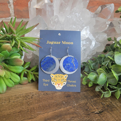 Jaguar Moon Gemstone Earrings Variants- Artisan Made