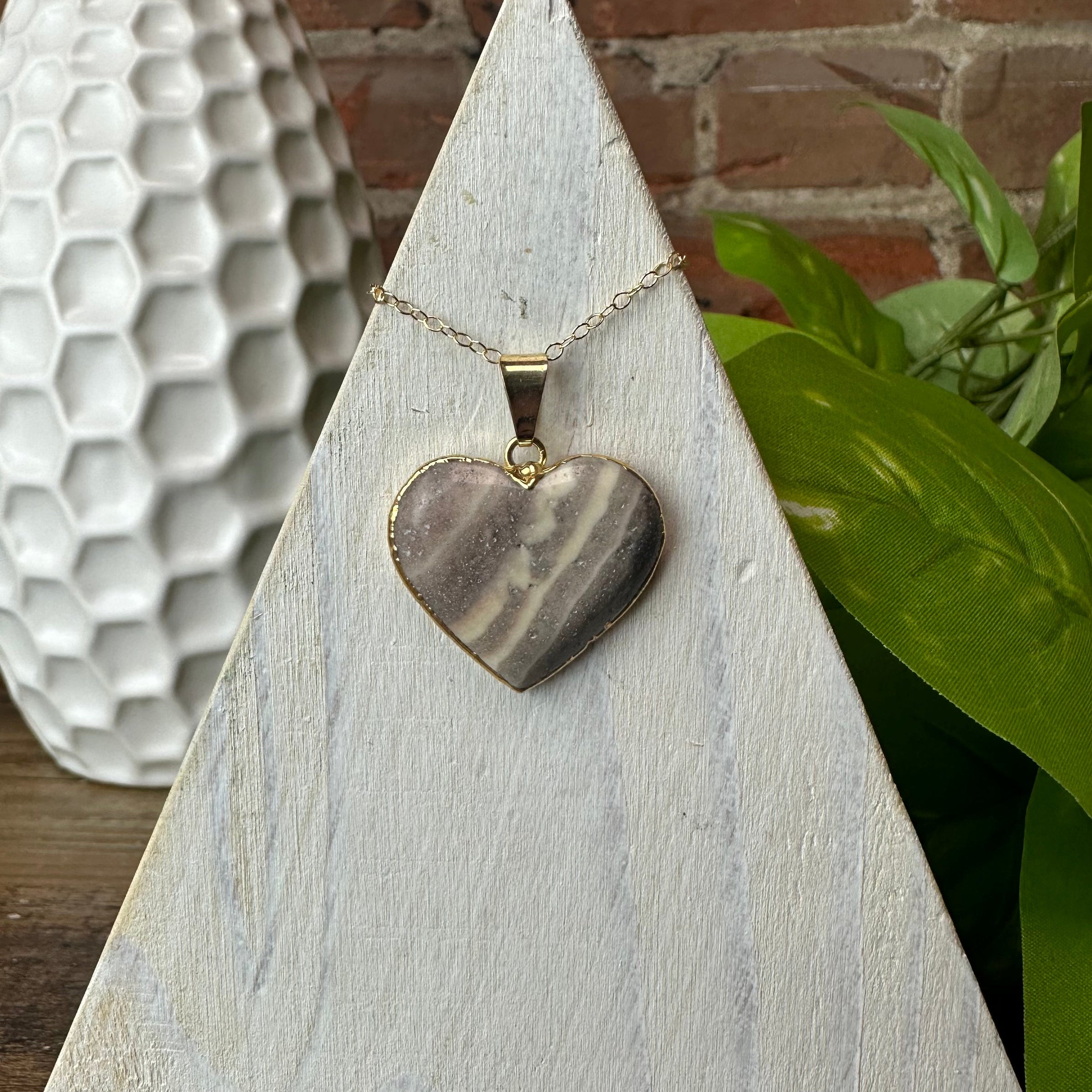 Jasper Heart 14K gold filled Necklace - Artisan Made