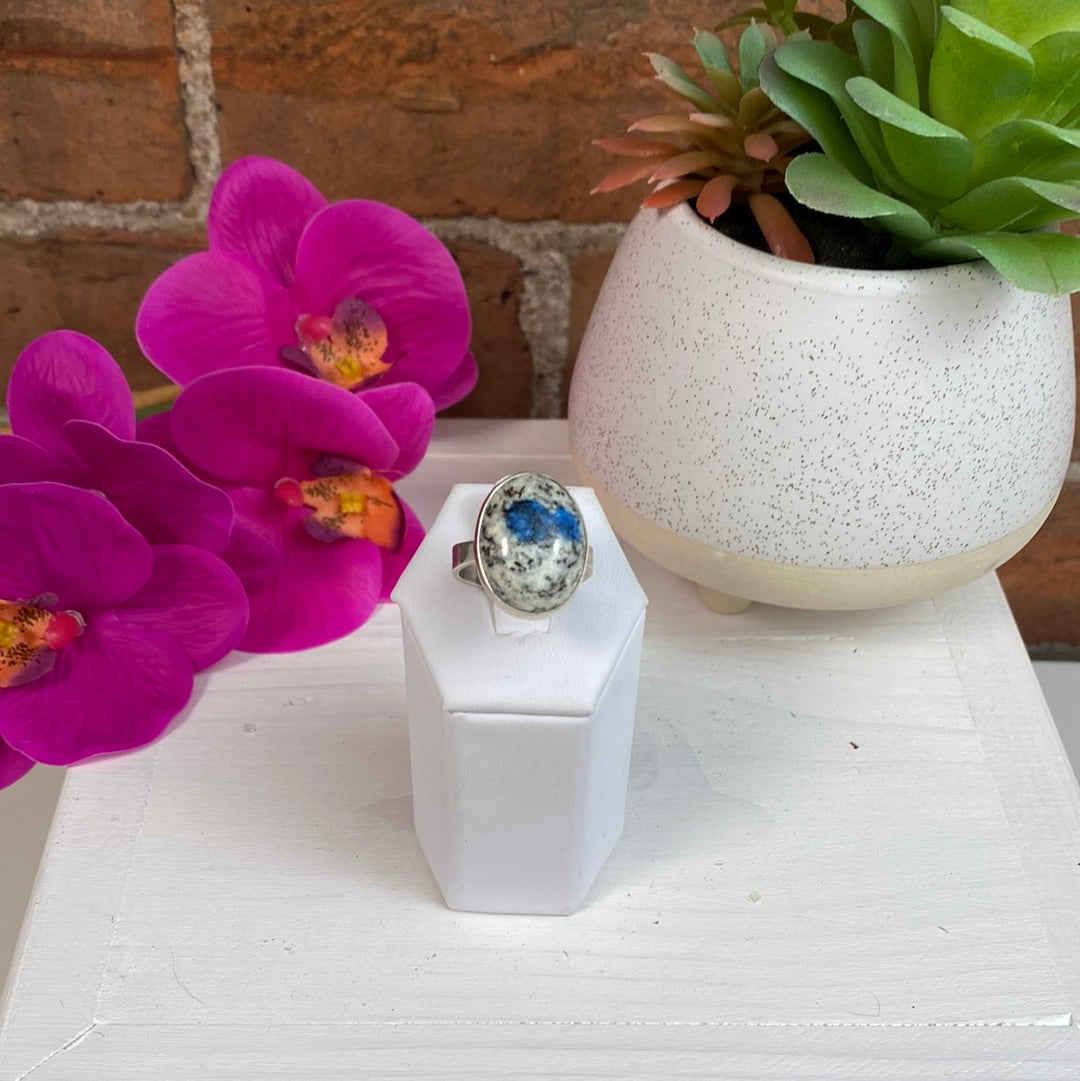 K2 Jasper Polished Ring 1" with sterling silver Sized Band