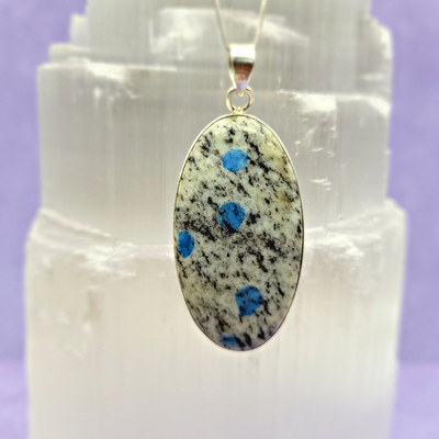 K2 Jasper sterling silver Bezel Pendant .7-1"