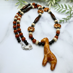 Kazuri Bead and Red Jasper Necklace - Artisan Made