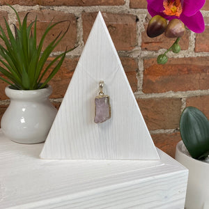 Kunzite Rough Sterling Silver Pendant 1-2"