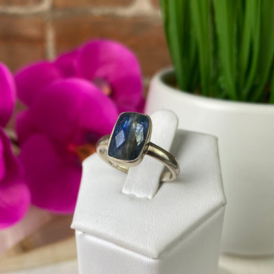 Kyanite Rectangle Cut sterling silver Ring