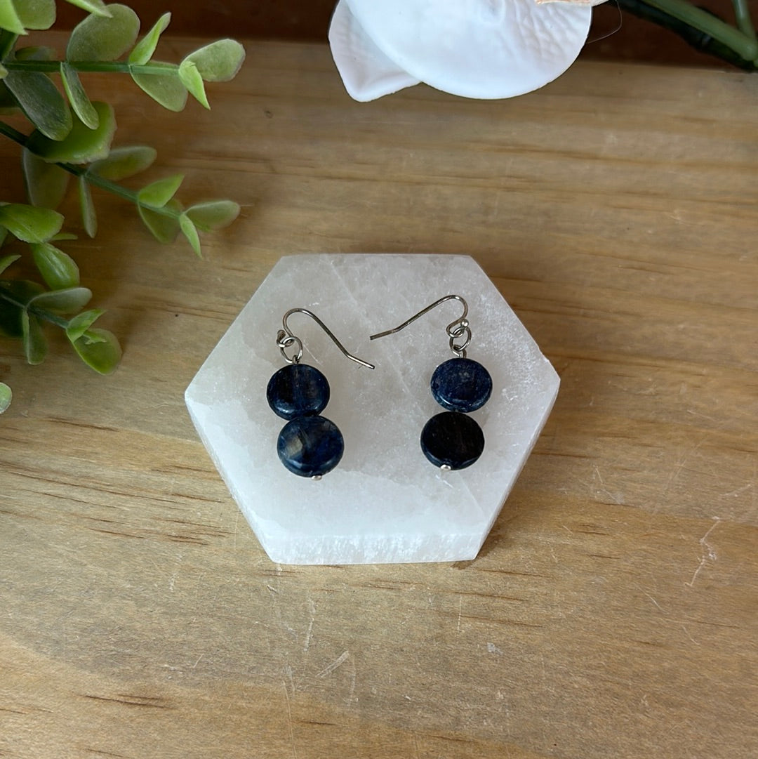 Kyanite SS Earrings Oval or Double Coin .5"