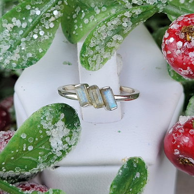 Labradorite Tri-rectangle Sterling Silver Sized Ring