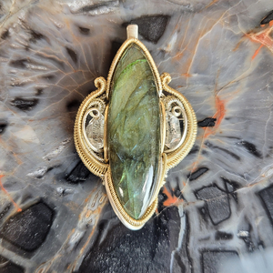 Labradorite Wire Wrapped Pendant - Artisan Made