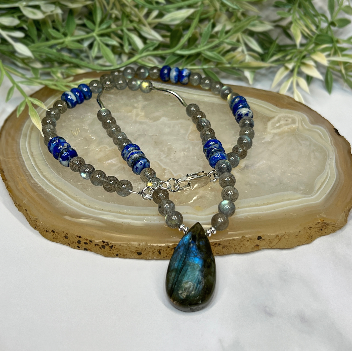 Labradorite and Lapis Lazuli Necklace - Artisan Made