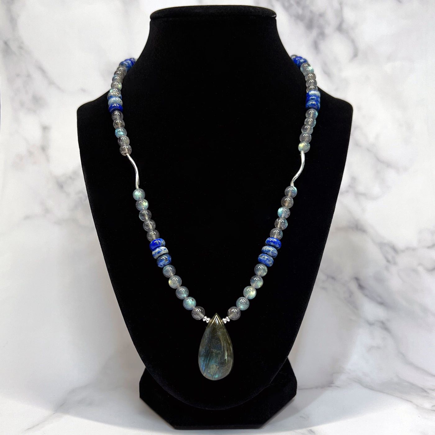 Labradorite and Lapis Lazuli Necklace - Artisan Made