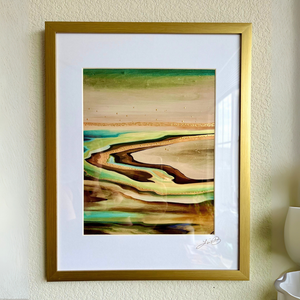 Land of Gold - Hand Painted Print Framed - Original Artwork- Artisan Made