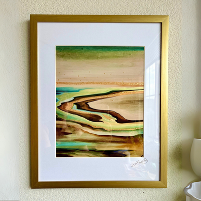 Land of Gold - Hand Painted Print Framed - Original Artwork- Artisan Made