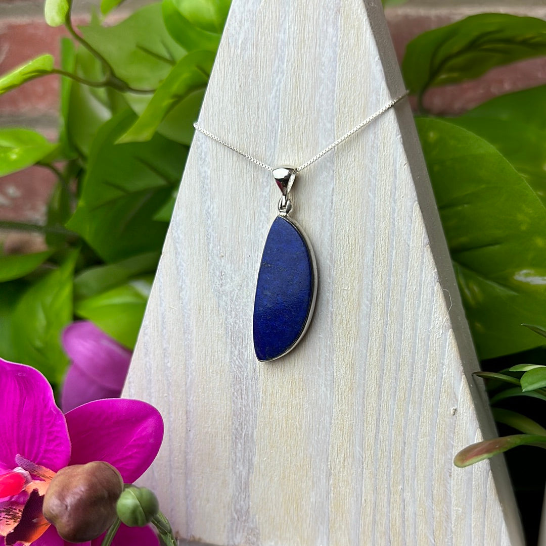 Lapis Lazuli Freeform Sterling Silver Pendant (20-35mm)