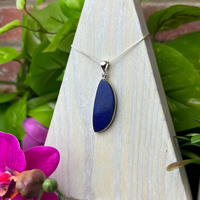 Lapis Lazuli Freeform Sterling Silver Pendant (20-35mm)