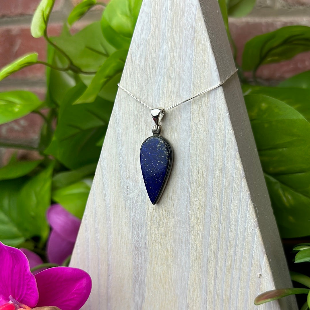 Lapis Lazuli Freeform Sterling Silver Pendant (20-35mm)