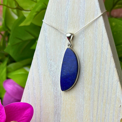 Lapis Lazuli Freeform Sterling Silver Pendant (20-35mm)