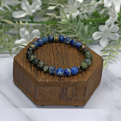 Lapis Lazuli & Green Australian Jade stretch bracelet – Artisan Made