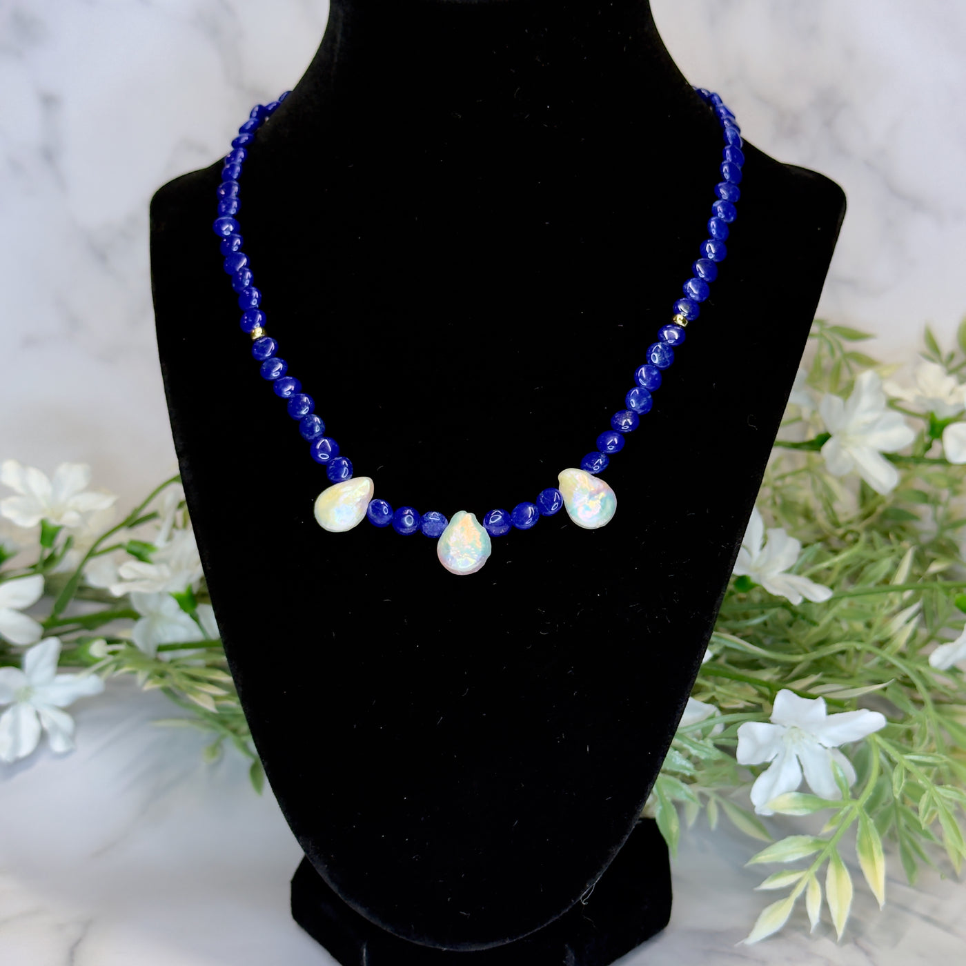 Lapis Lazuli & Pearl Necklace - Artisan Made