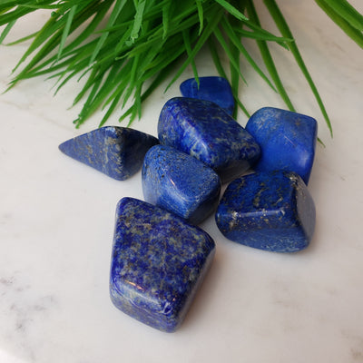 Lapis Lazuli and Blue Calcite Rhinestone Mirror, Crystal Resin