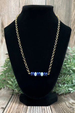 Lapis Lazuli and Moonstone Bar Necklace - Artisan Made