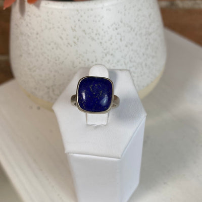Lapis lazuli Square Ring .5" with Sterling Silver Adjustable Band