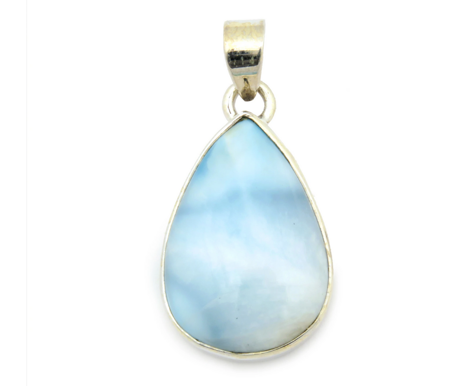 Large Larimar Freeform Pendant in sterling silver (20-40mm)
