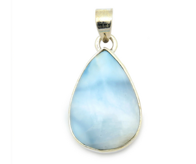 Large Larimar Freeform Pendant in sterling silver (20-40mm)