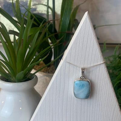 Larimar sterling silver Freeform Pendant (10-15mm)