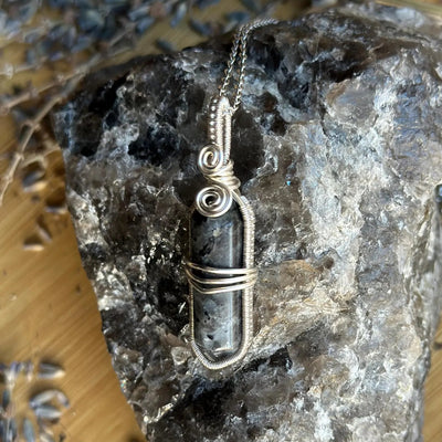 Larvikite Point Wire Wrapped Necklace – Artisan Made